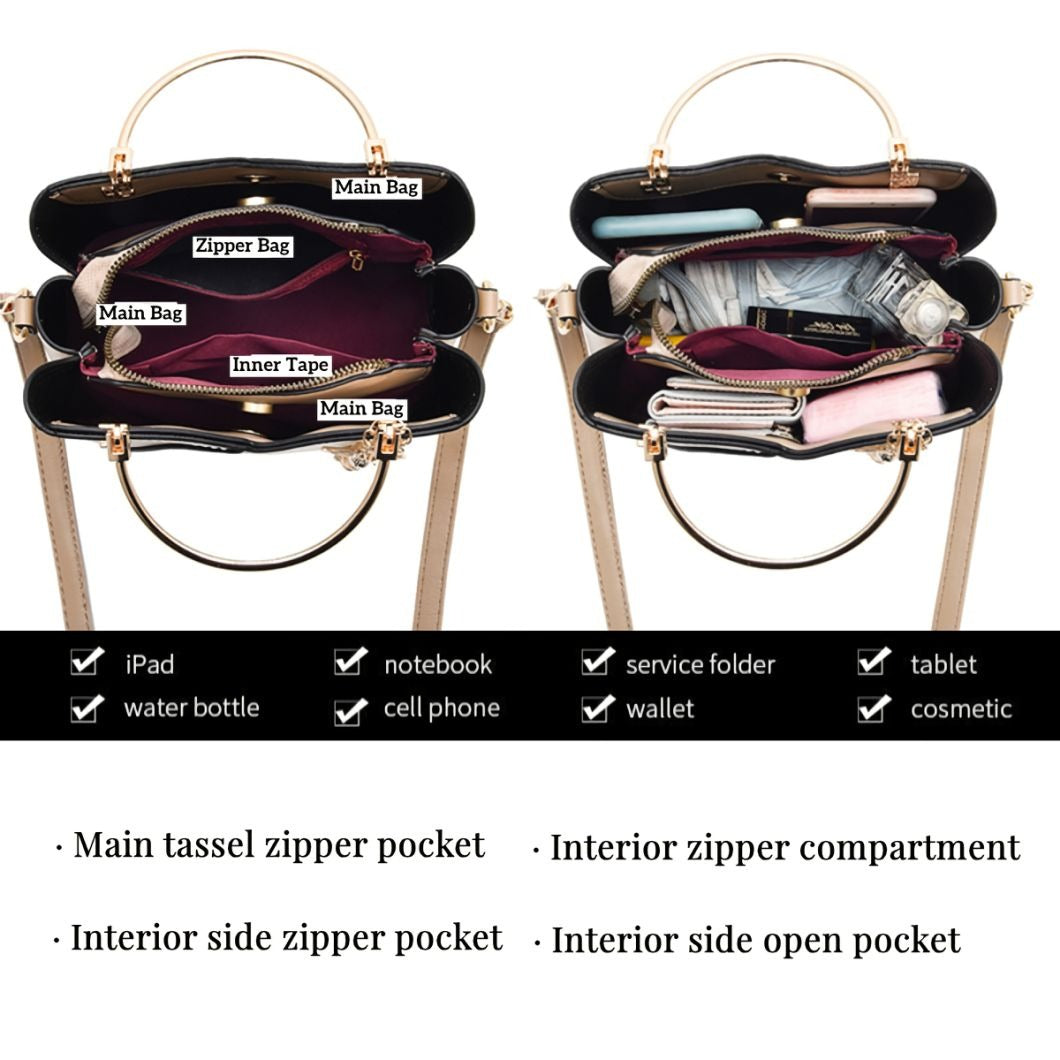 Patchwork PU Leather Large Tote Shoulder Crossbody Bag