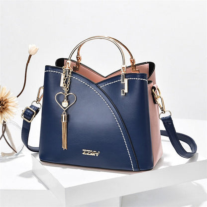 Patchwork PU Leather Large Tote Shoulder Crossbody Bag