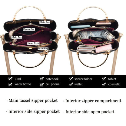 Patchwork PU Leather Large Tote Shoulder Crossbody Bag