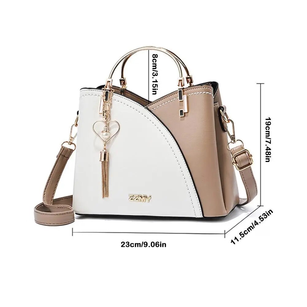 Patchwork PU Leather Large Tote Shoulder Crossbody Bag