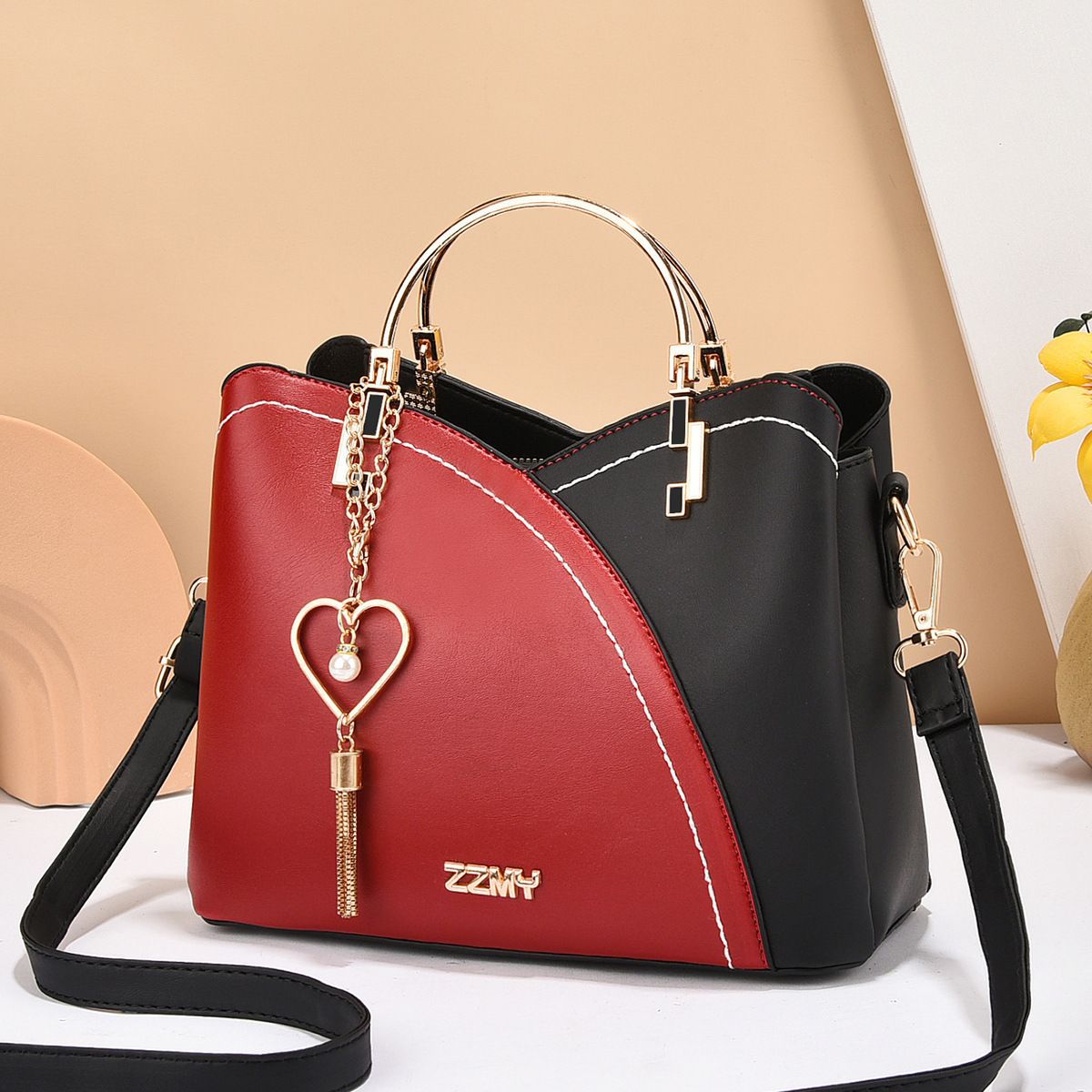 Patchwork PU Leather Large Tote Shoulder Crossbody Bag