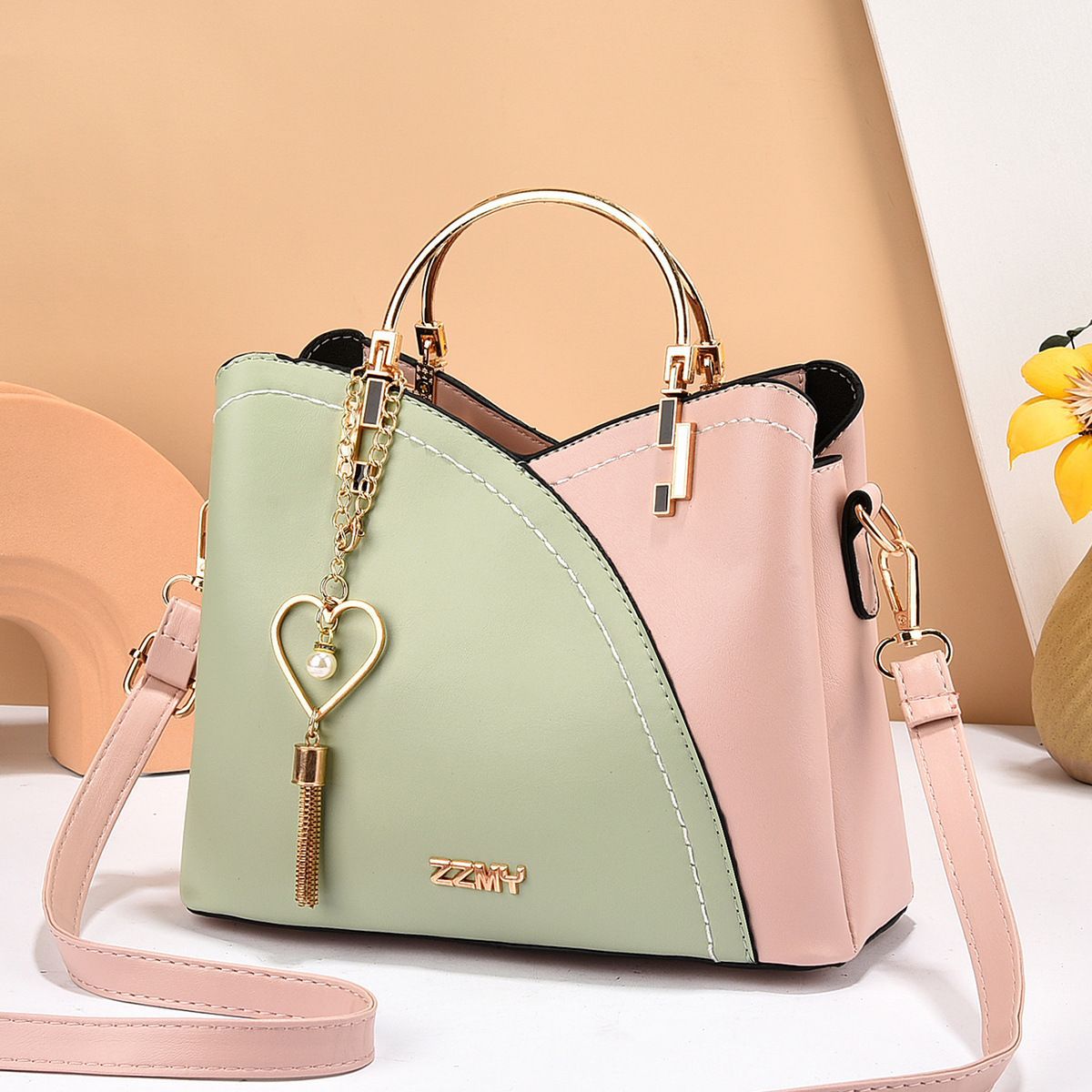 Patchwork PU Leather Large Tote Shoulder Crossbody Bag